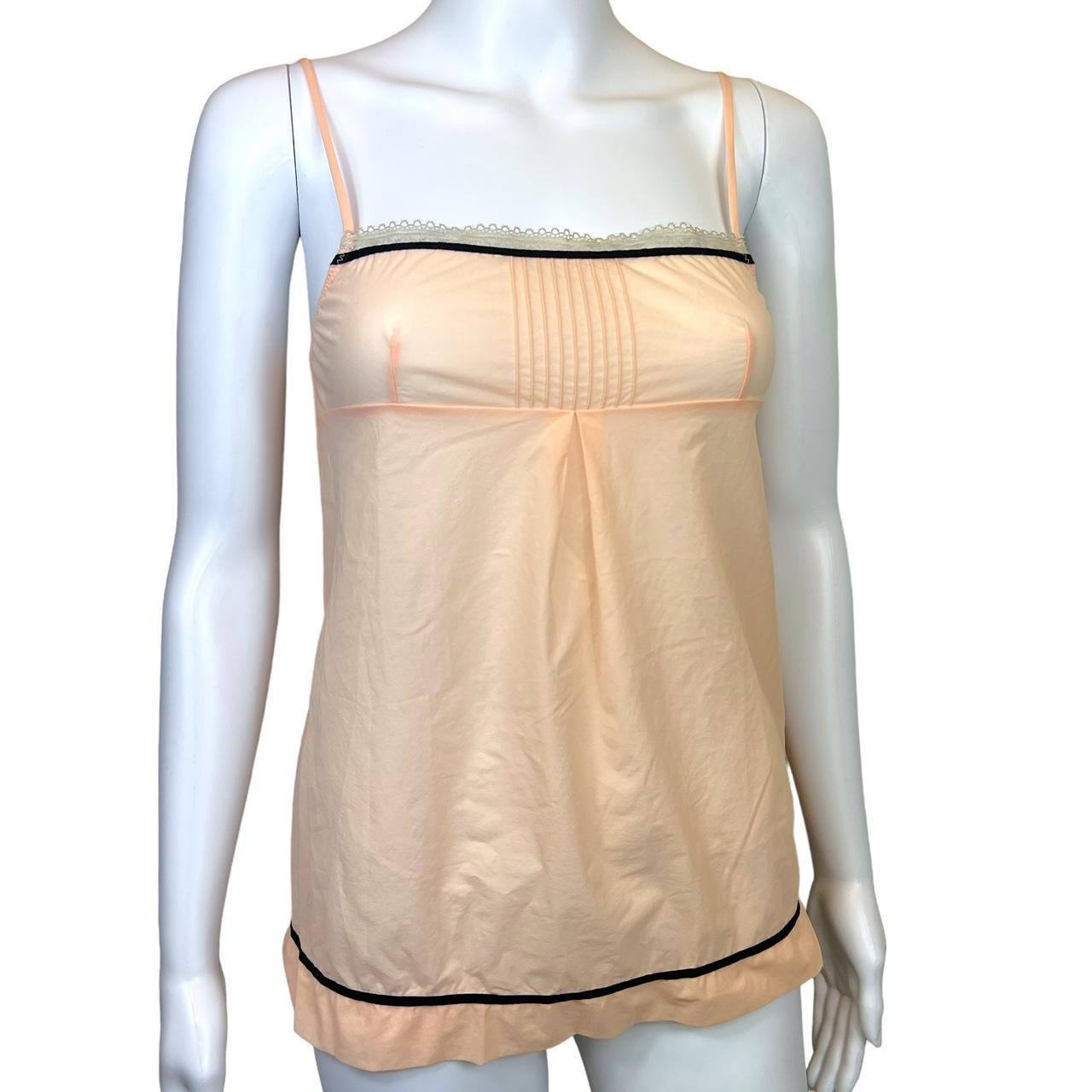 Chloé Semi-Sheer Pale Pink Tank with Black Trim - Outfit Repeater