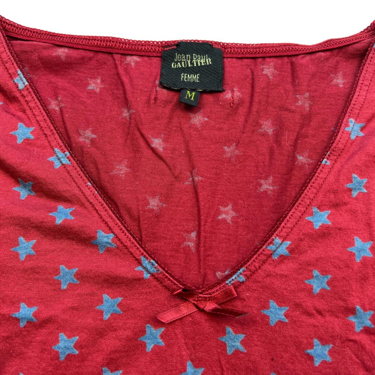 Jean Paul Gaultier Femme Red and Blue Star Printed Long Sleeve T-Shirt