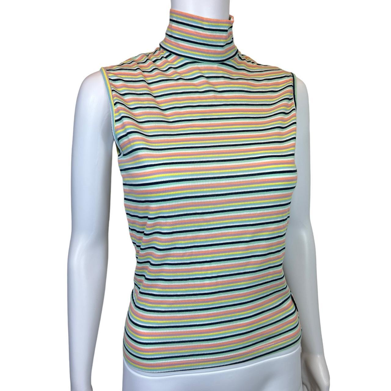 Versace Jeans Couture Multicolor Striped Sleveless Turtleneck Tank