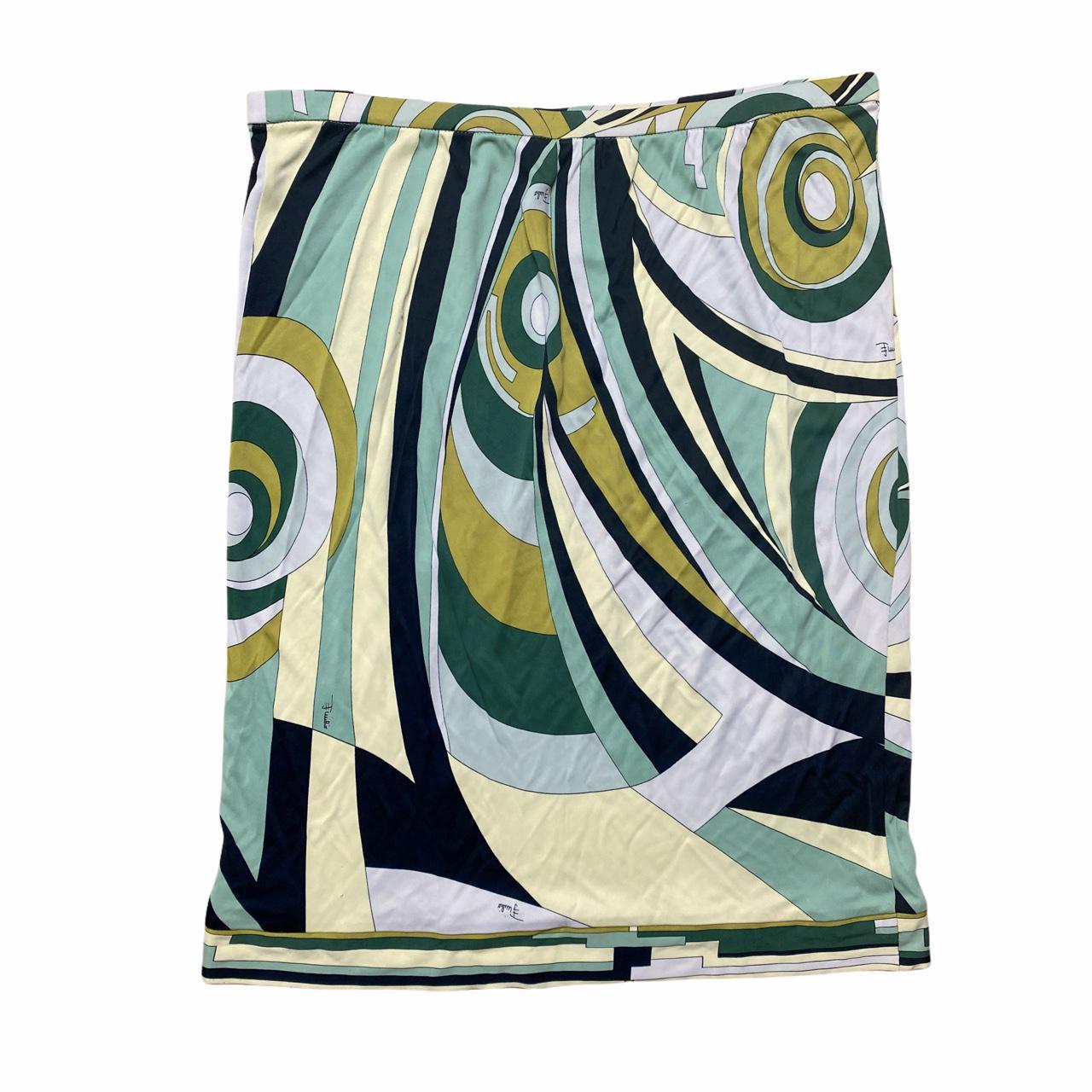 Emilio Pucci Firenze Green Toned Signature Patterned Midi Skirt