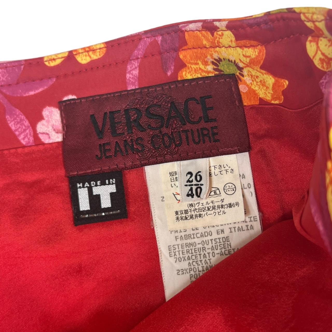 Versace Jeans Couture Red Floral Midi Skirt with Side Tie