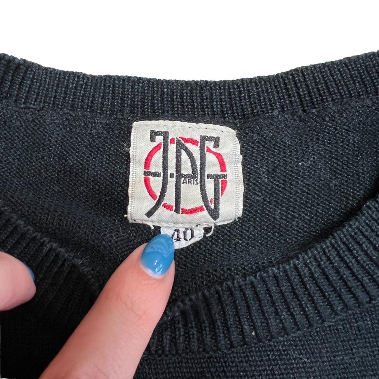 Jean-Paul Gaultier Black Cropped Sweater with Logo Sleeve