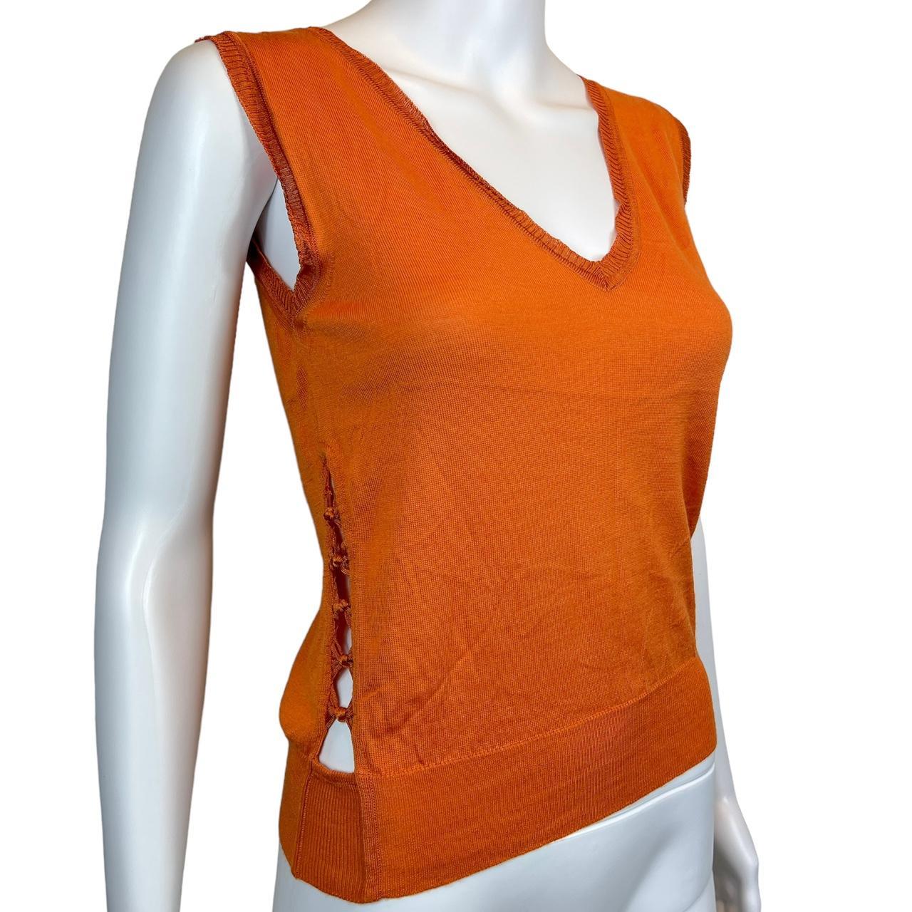 Christian Dior By John Galliano Spring 2006 Orange Knit Vest Tank with Side Cut-Outs