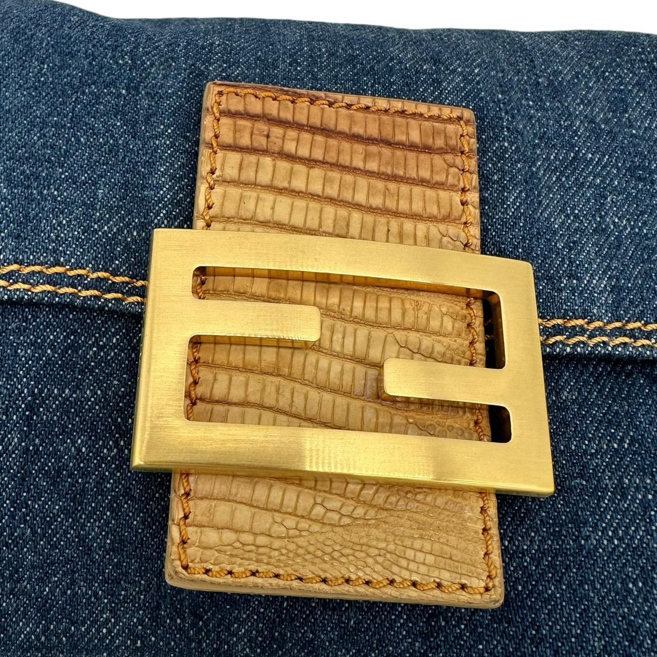 Fendi Denim & Lizard Mini Mama Baguette Shoulder Bag - Outfit Repeater