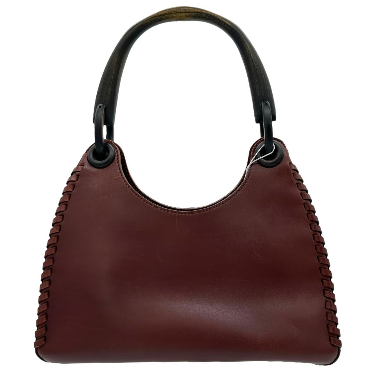 Gucci Burgundy Leather Wooden Handle Shoulder Bag - Outfit Repeater