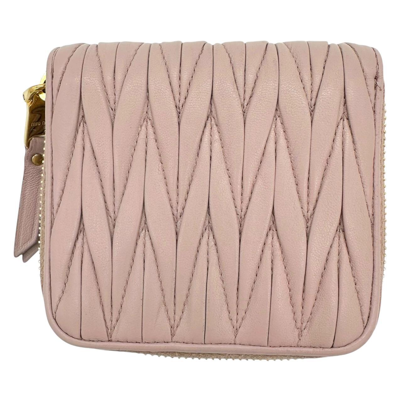 Miu Miu Pink Quilted Bi-Fold Wallet