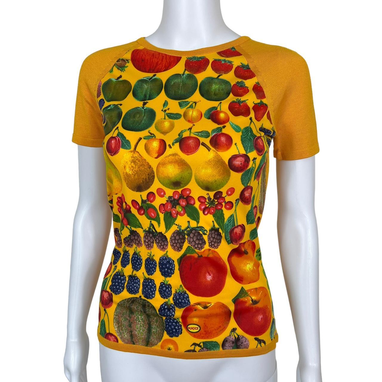 Gucci by Tom Ford S/S 1996 Fruit Print Silk T-Shirt
