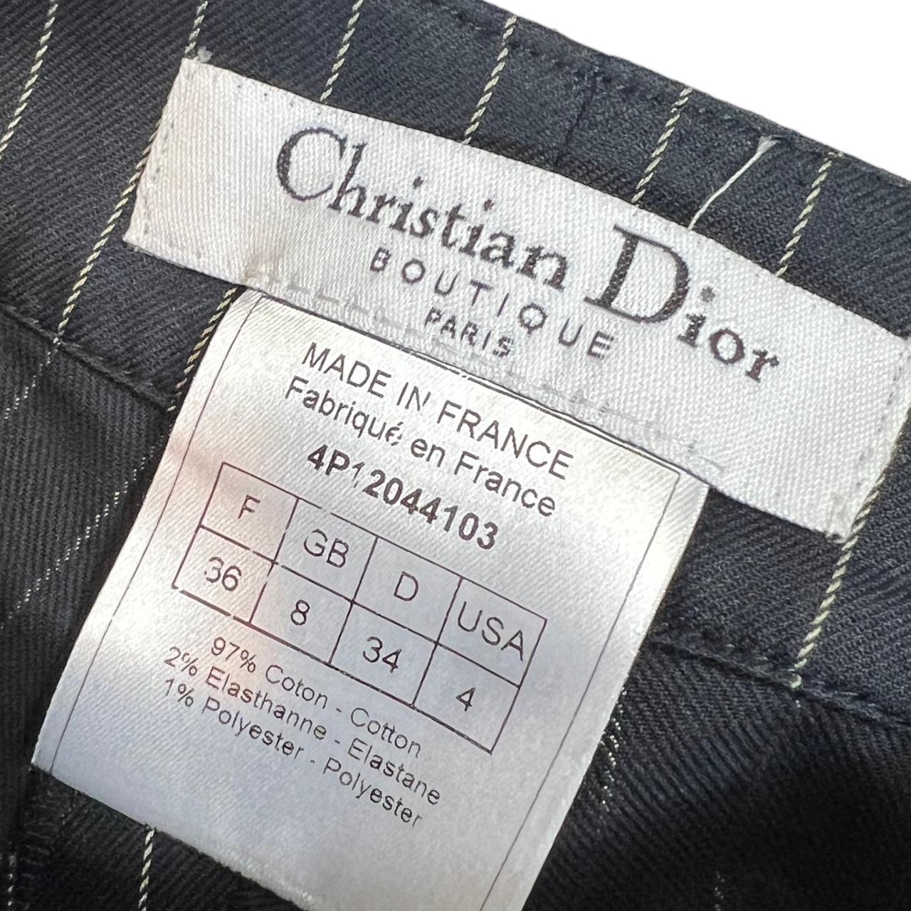 Christian Dior Navy Pinstriped Trousers with Logo Zippers