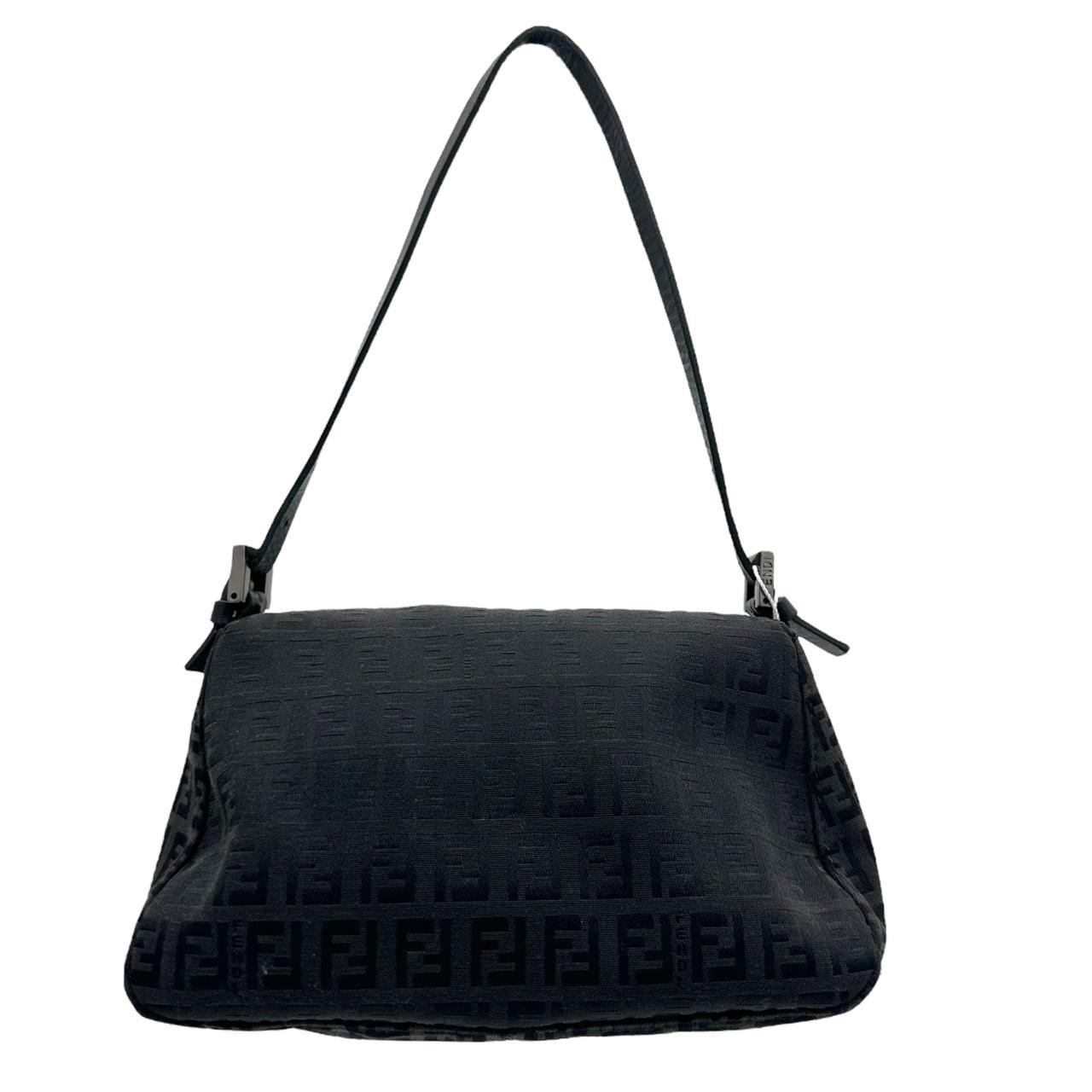 Fendi Black Zucchino Monogram Mini Mama Baguette Shoulder Bag