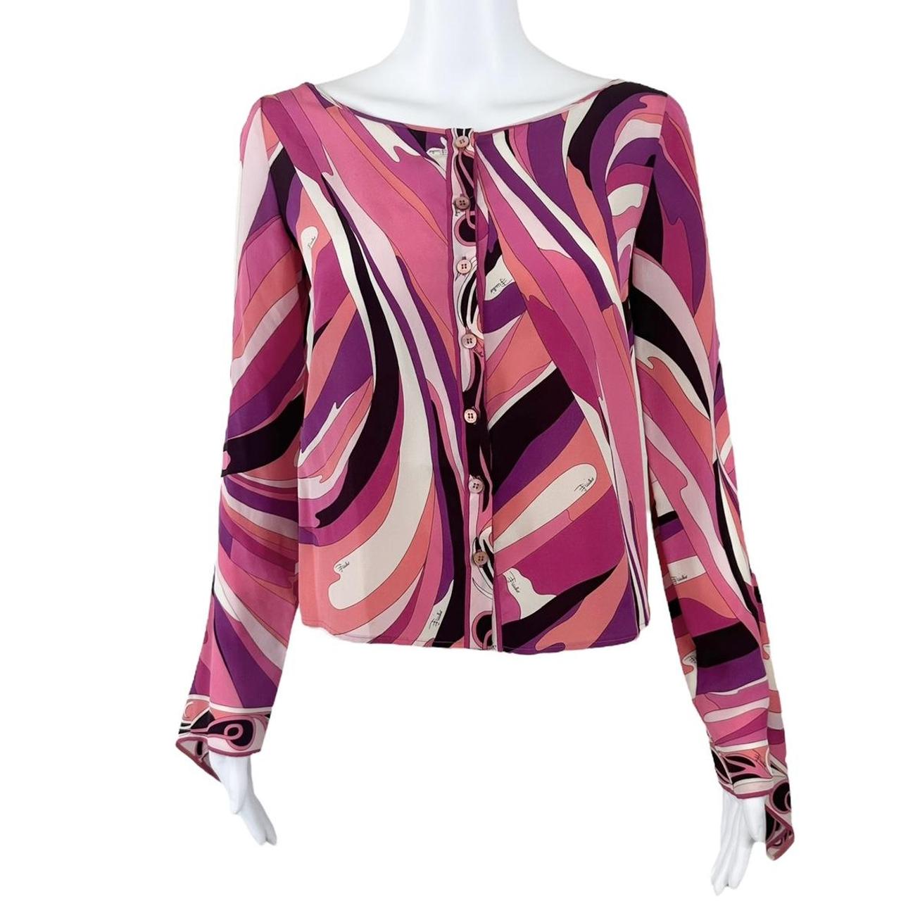Emilio Pucci Pink Printed Silk Blouse Top - Outfit Repeater
