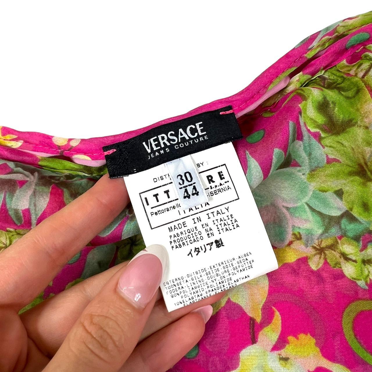 Versace Jeans Couture Pink Floral Print Silk Midi Skirt - Outfit Repeater