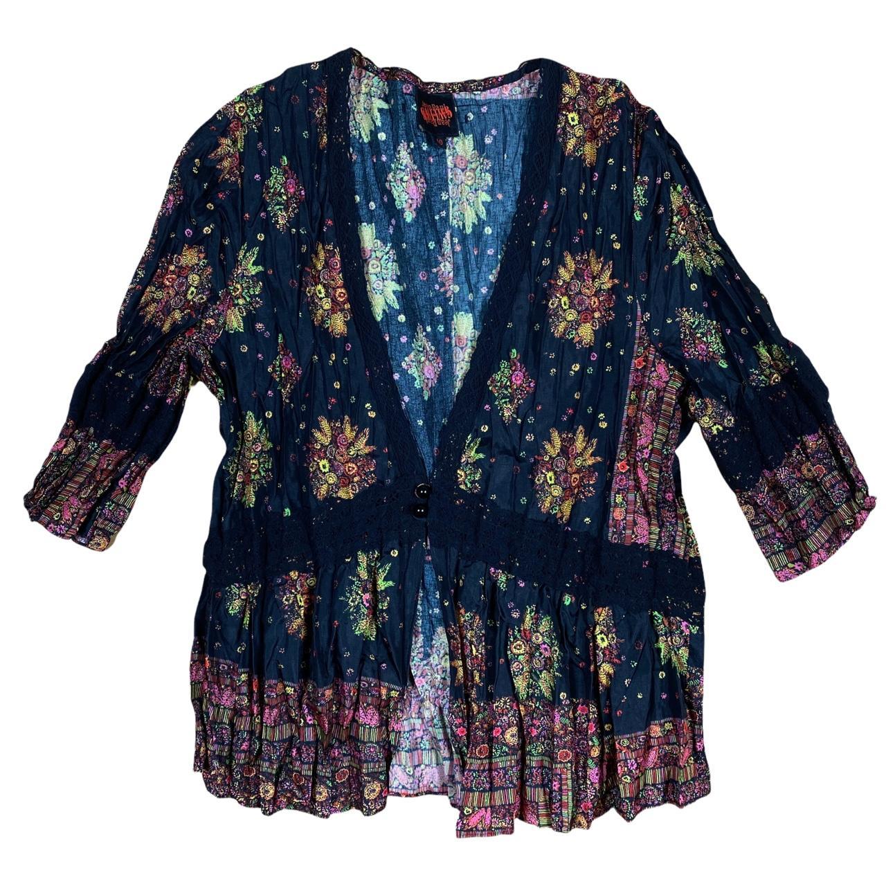 Jean Paul Gaultier Black Floral Mid Length Skirt and Cropped Blouse Set - Outfit Repeater