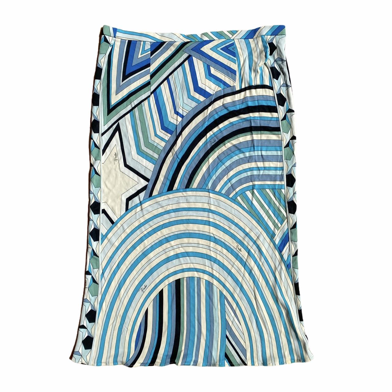Emilio Pucci Firenze Signature Patterned Blue Midi Skirt - Outfit Repeater