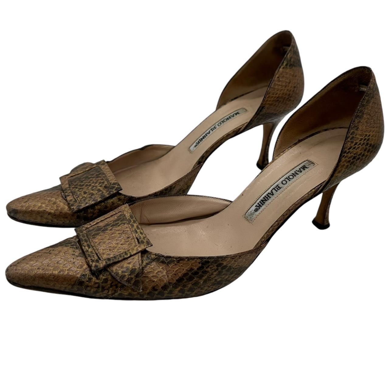 Manolo Blahnik Tan Snakeskin D'Orsey Heels