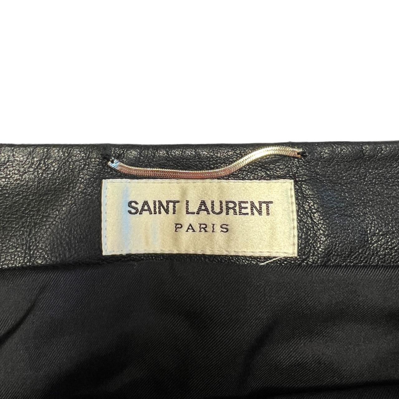 Saint Laurent Paris Black Lambskin Leather Mini Skirt