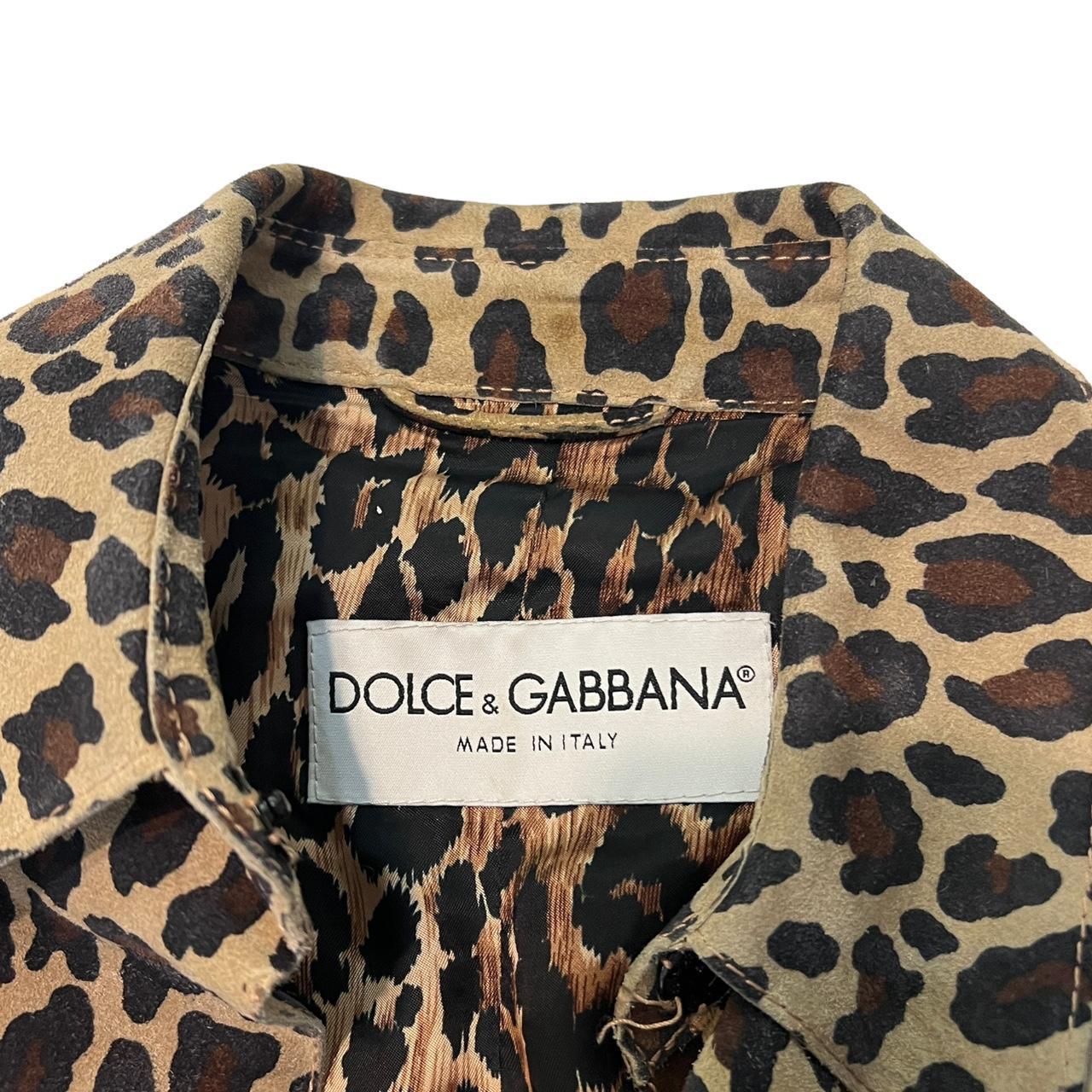 Dolce & Gabbana Leopard Print Suede Leather Jacket