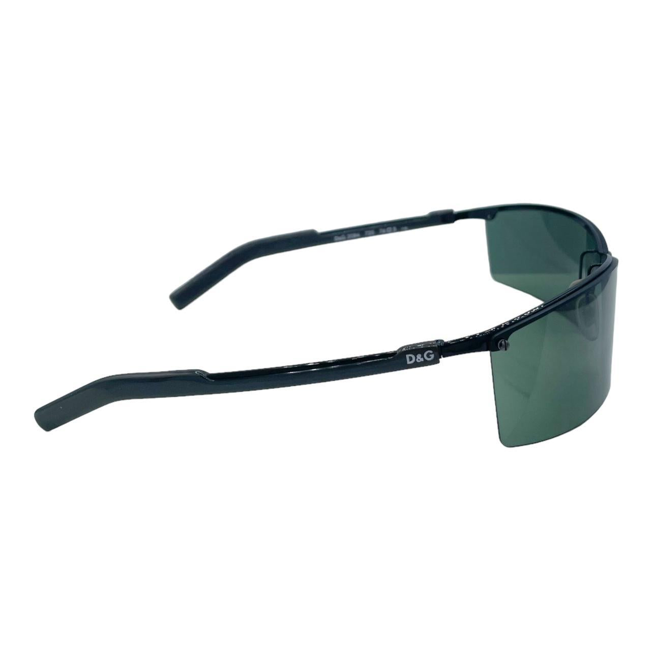 Dolce & Gabbana Black Rimless Shield Sunglasses