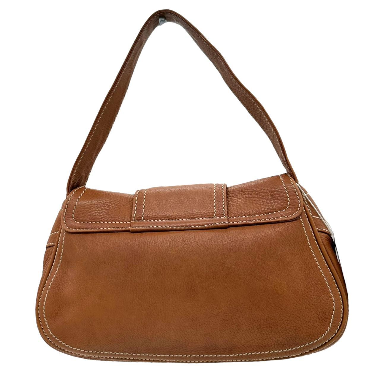 Celine Brown Leather Buckle Shoulder Bag