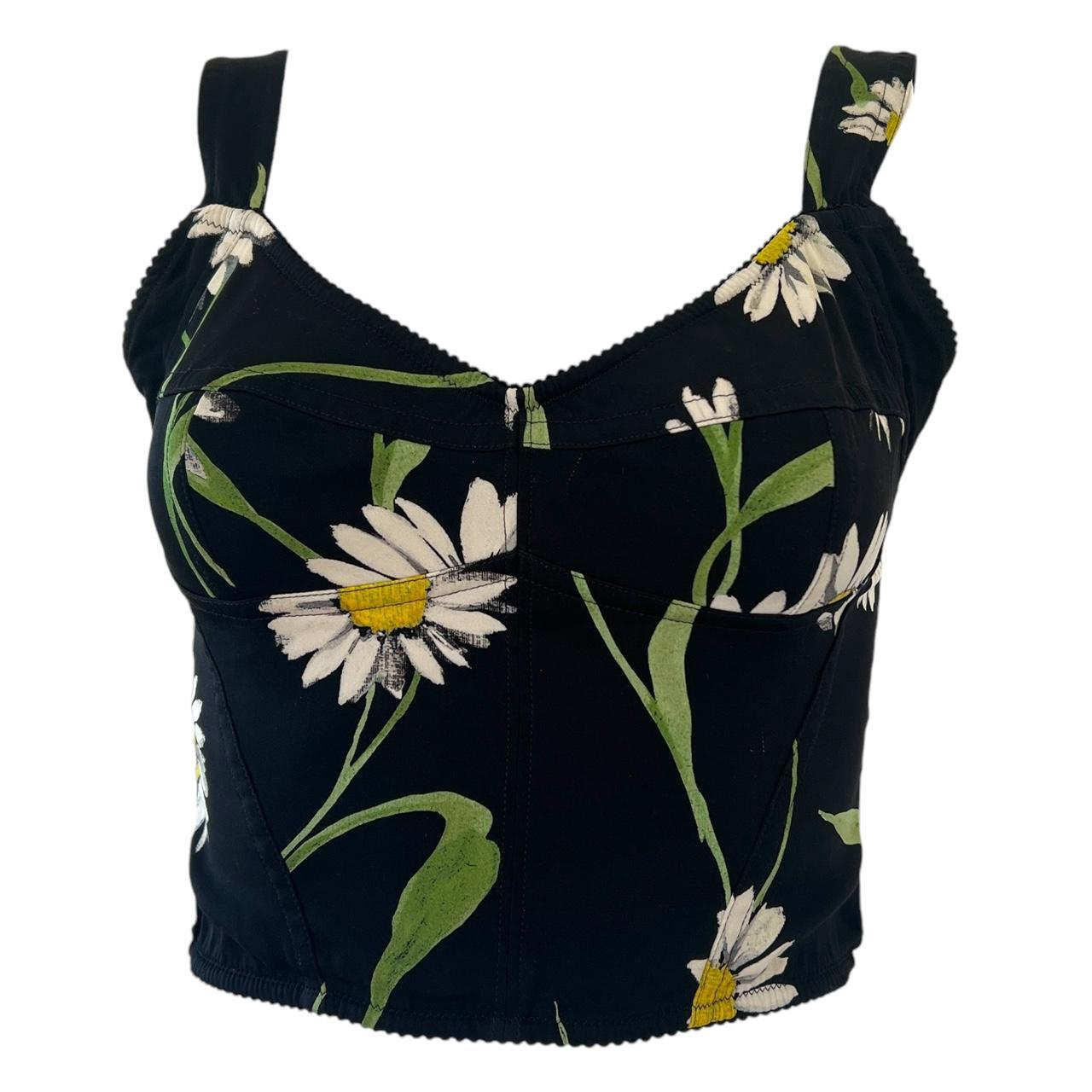 Dolce & Gabbana Daisy Print Cropped Bustier Top