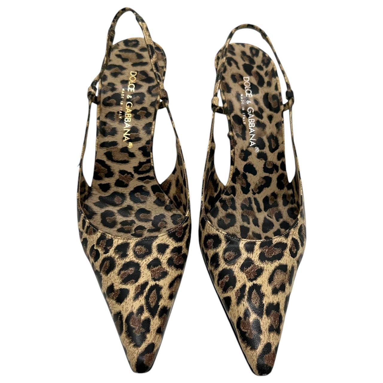 Dolce & Gabbana Leopard Print Slingback Kitten Heels