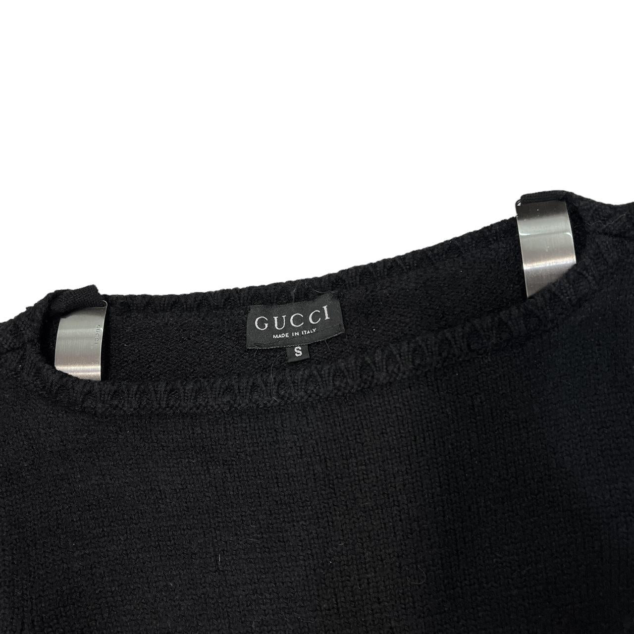 Gucci By Tom Ford F/W 1997 Black Cashmere and Wool Knit Sweater with Metal Shoulder Detail - Outfit Repeater