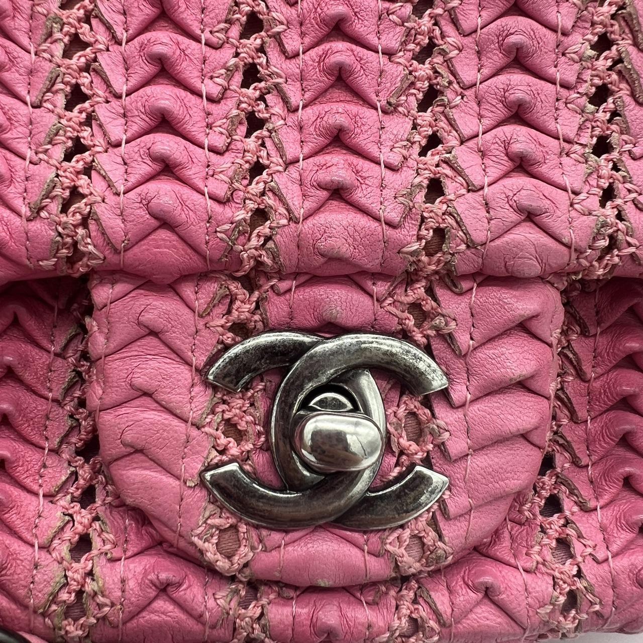 Chanel Pink Woven Lambskin Small Flap Crossbody Bag