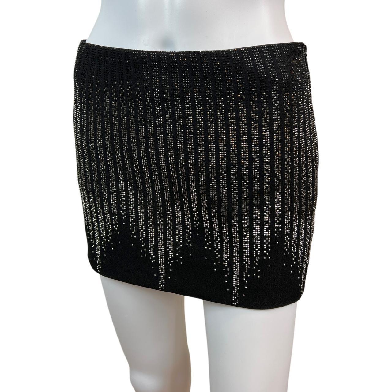 Versace Collection Black and Silver Crystal Embellished Mini Skirt