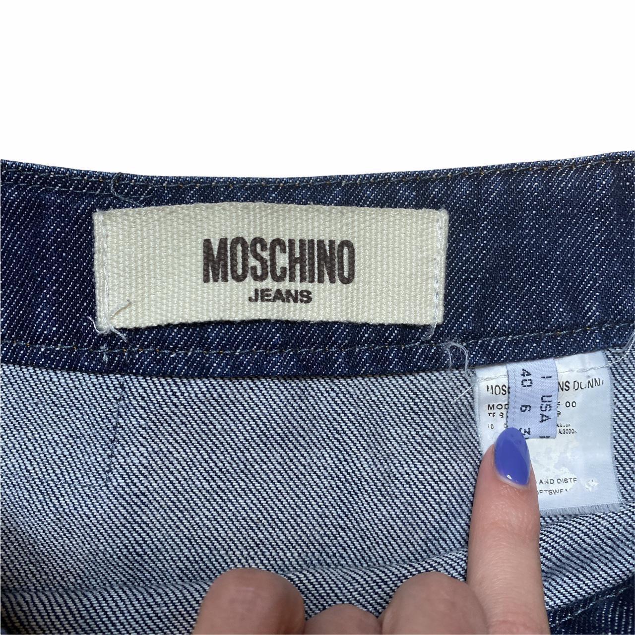 Moschino Jeans Pleated Frilly Mini Denim Skirt with Logo Patch - Outfit Repeater