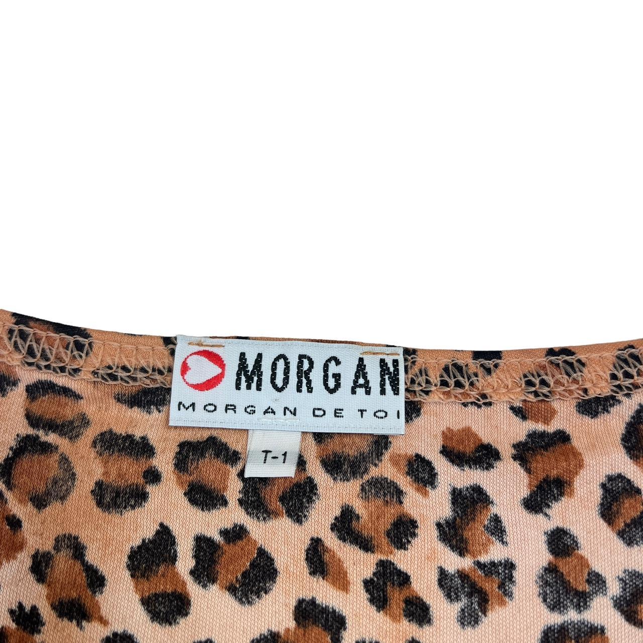 Morgan De Toi Leopard Print Midi Skirt Lace Trim