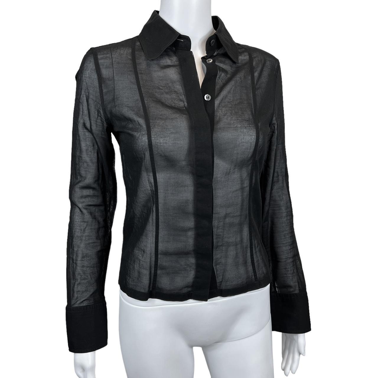 Gucci By Tom Ford S/S 1999 Black Sheer Cotton Button Down Blouse Top - Outfit Repeater