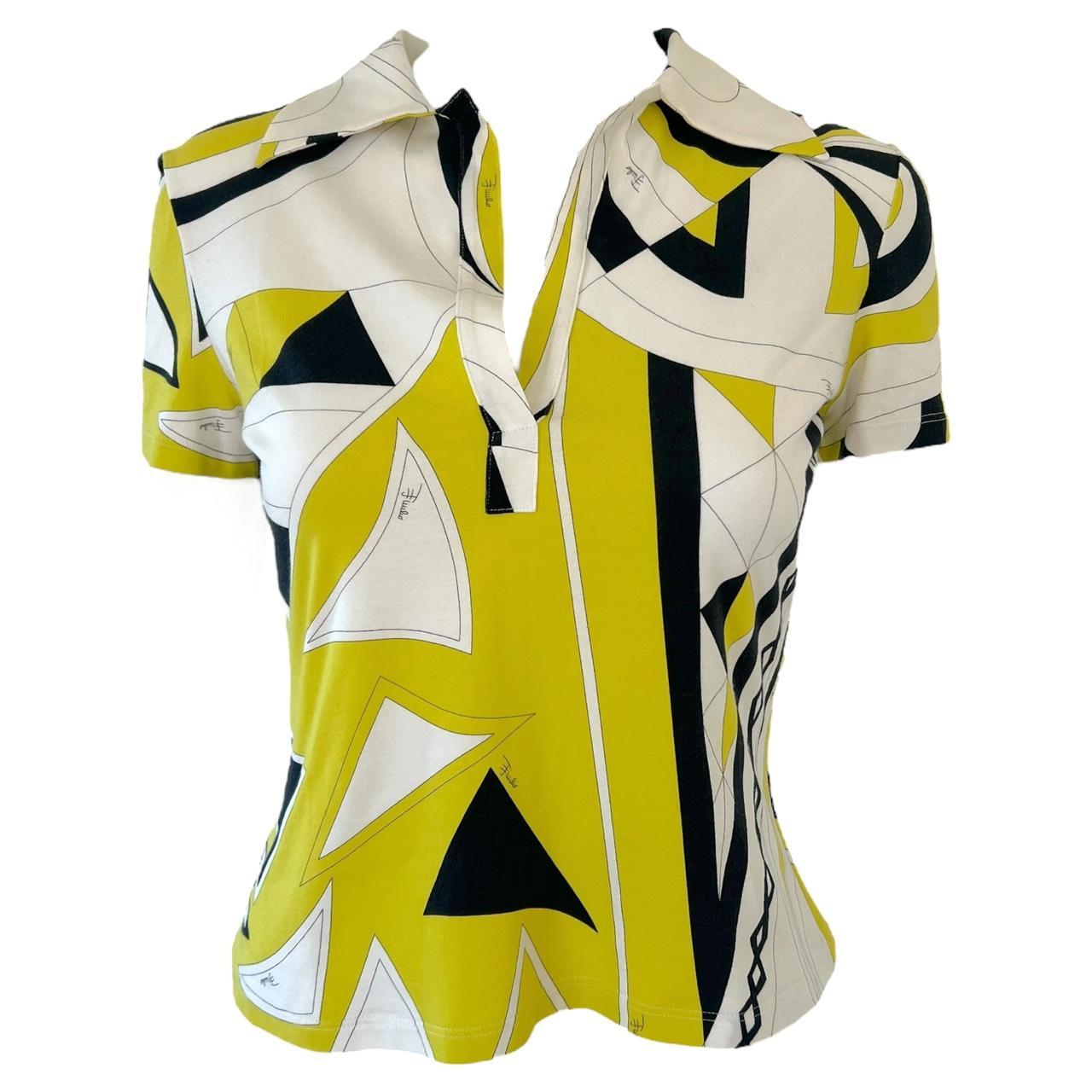 Emilio Pucci Green & Black Printed Polo Top - Outfit Repeater