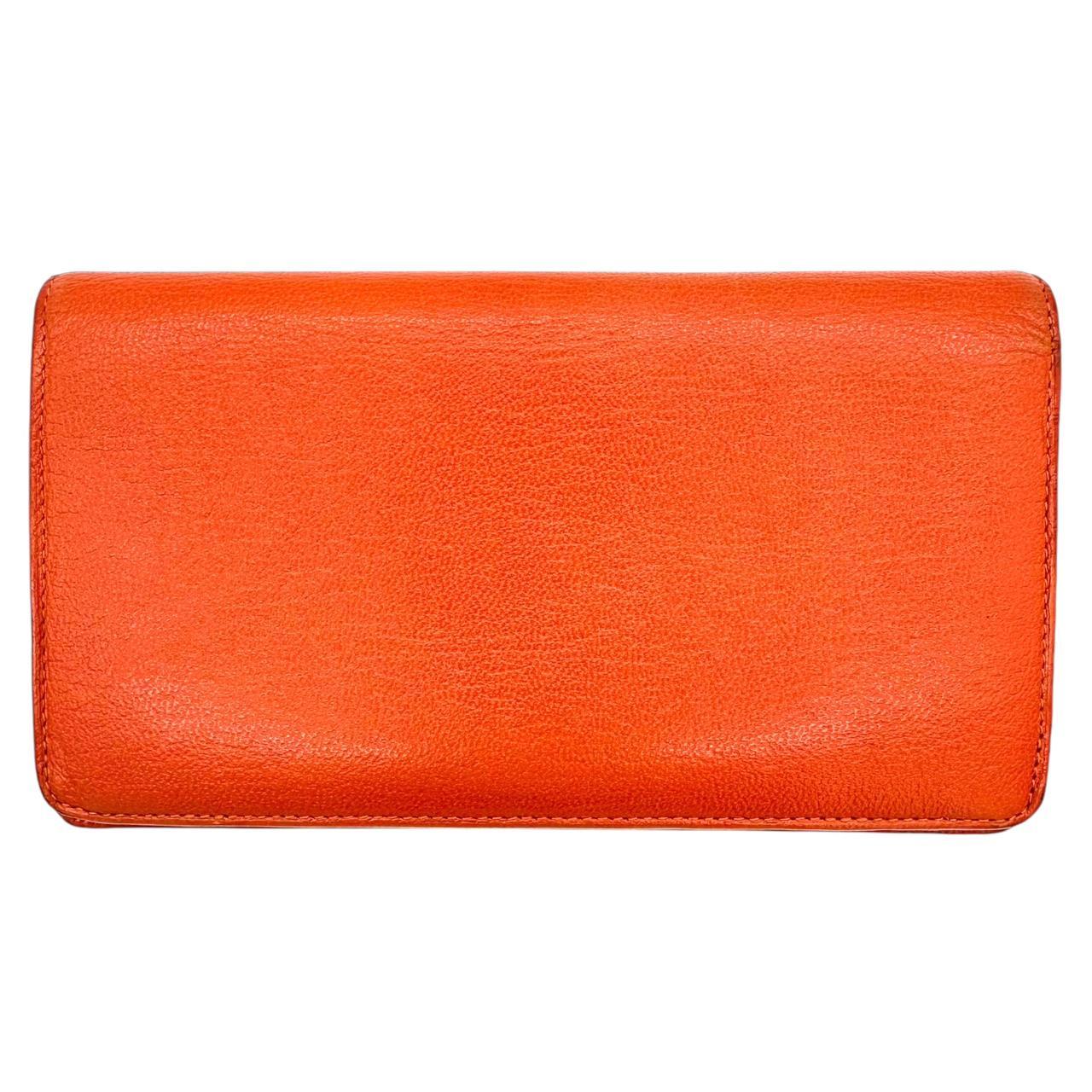 Chanel Orange Leather Long Wallet