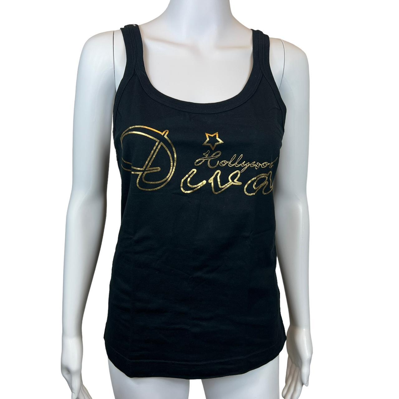 Dolce & Gabbana Hollywood Diva Black and Gold Graphic Tank