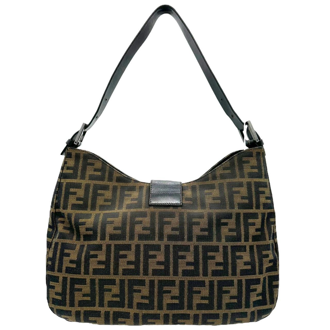 Fendi Crescent Baguette Shoulder Bag Brown Monogram