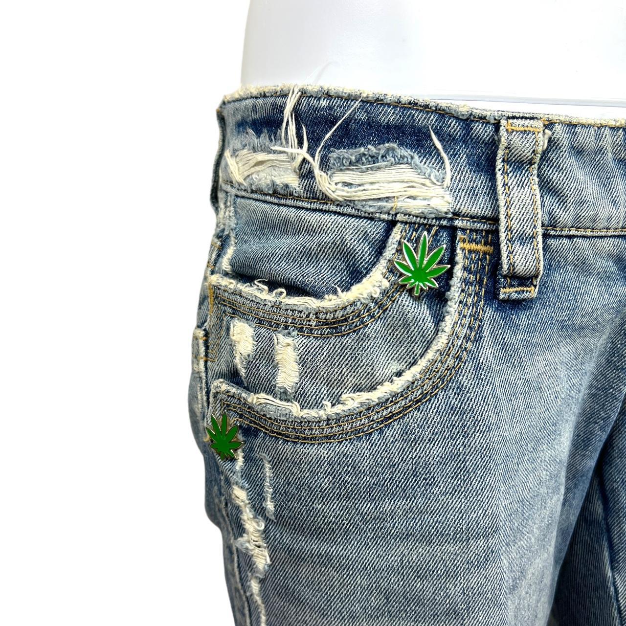 Dsquared2 S/S 2005 Weed / Marijuana Leaf Embellished Low Rise Jeans