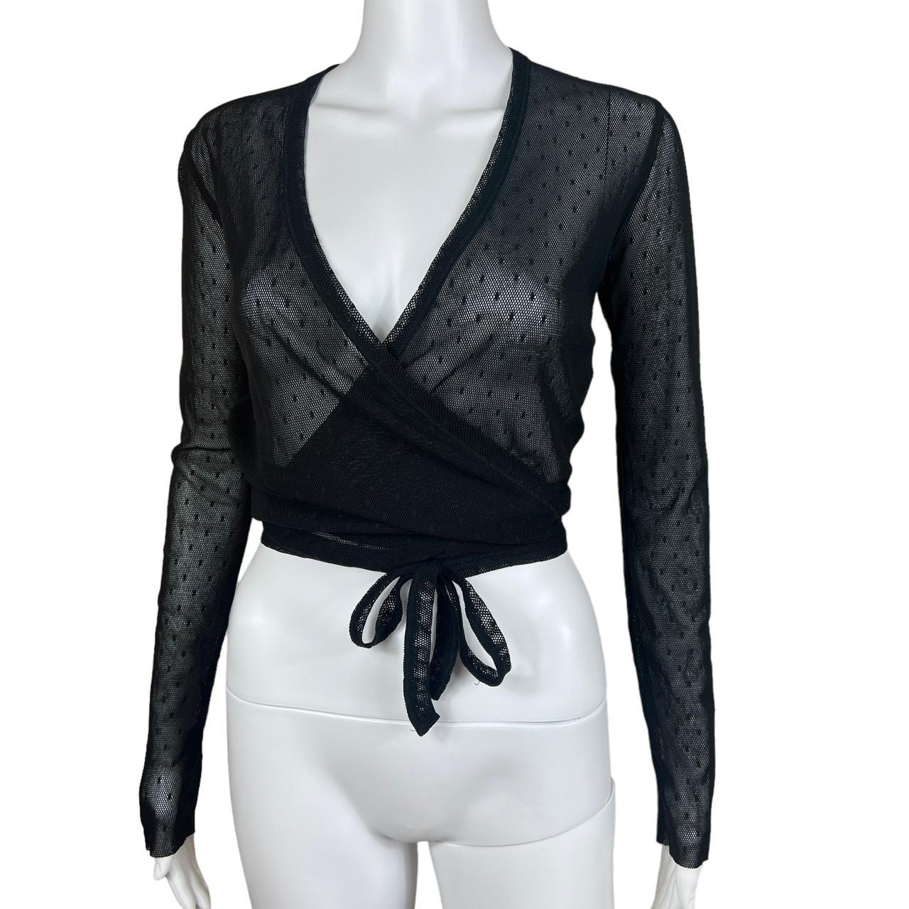 Jean Paul Gaultier Soleil Black Sheer Mesh Wrap Blouse