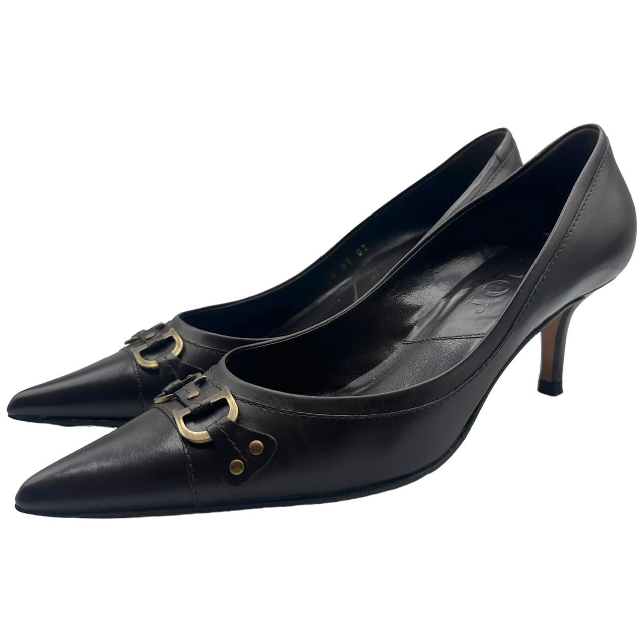 Christian Dior Brown Leather Pointed Toe Heels