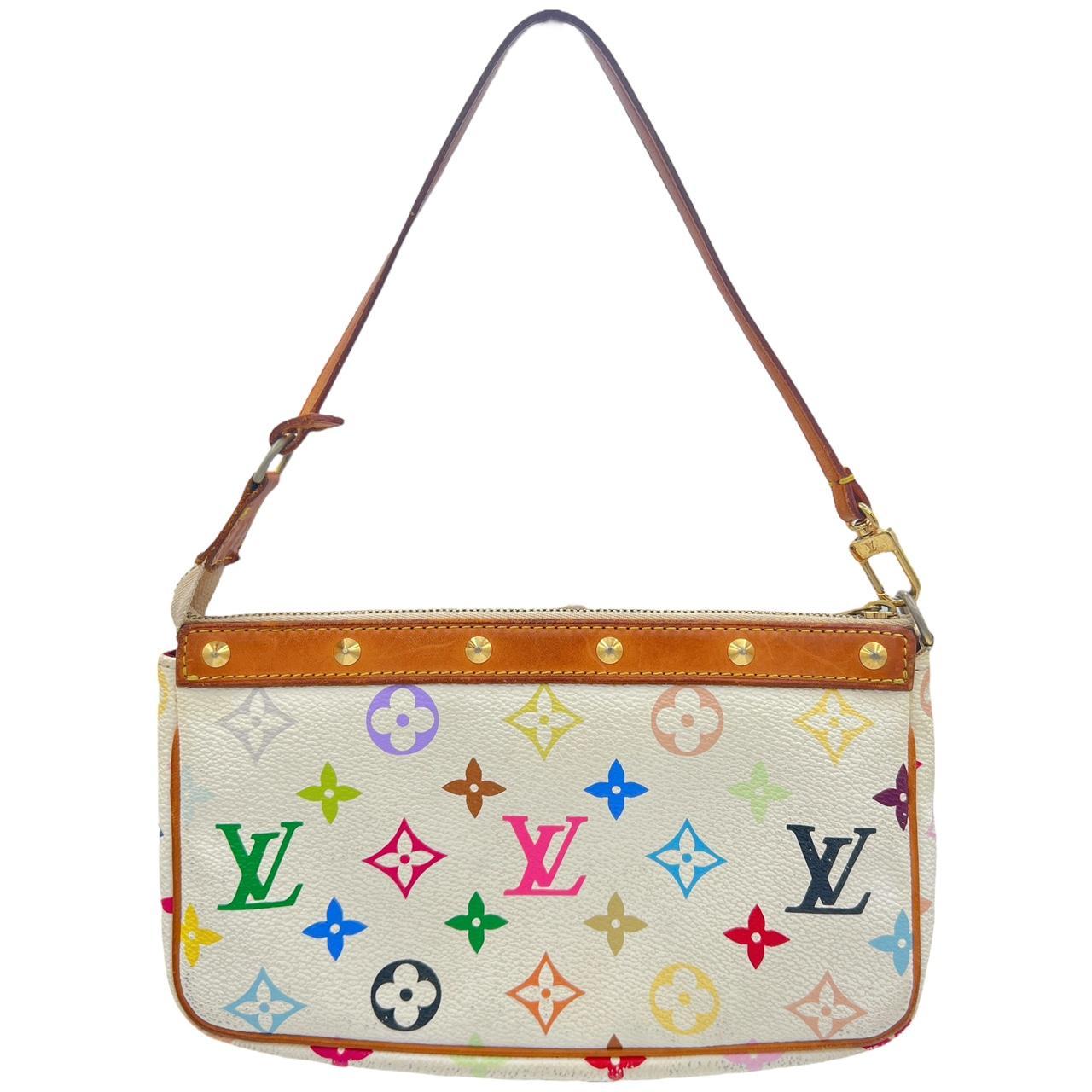 Louis Vuitton Pochette Bag White Multicolor Monogram