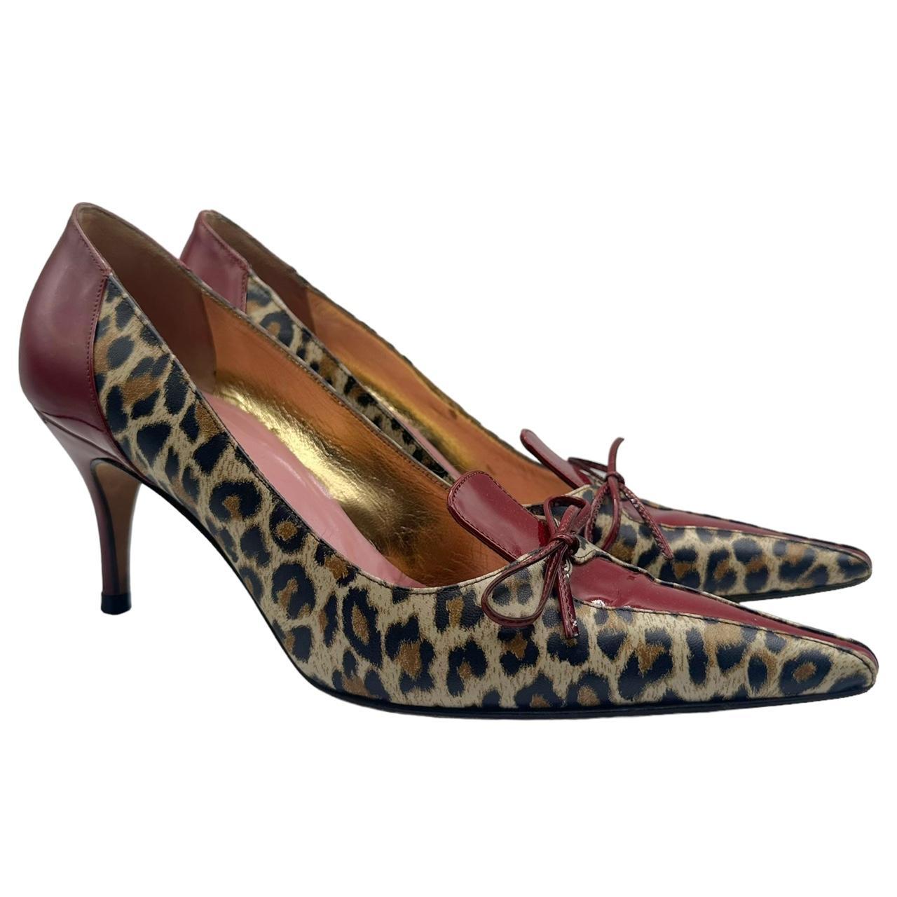 Dolce & Gabbana Leopard & Burgundy Patent Leather Pointe Toe Heels - Outfit Repeater