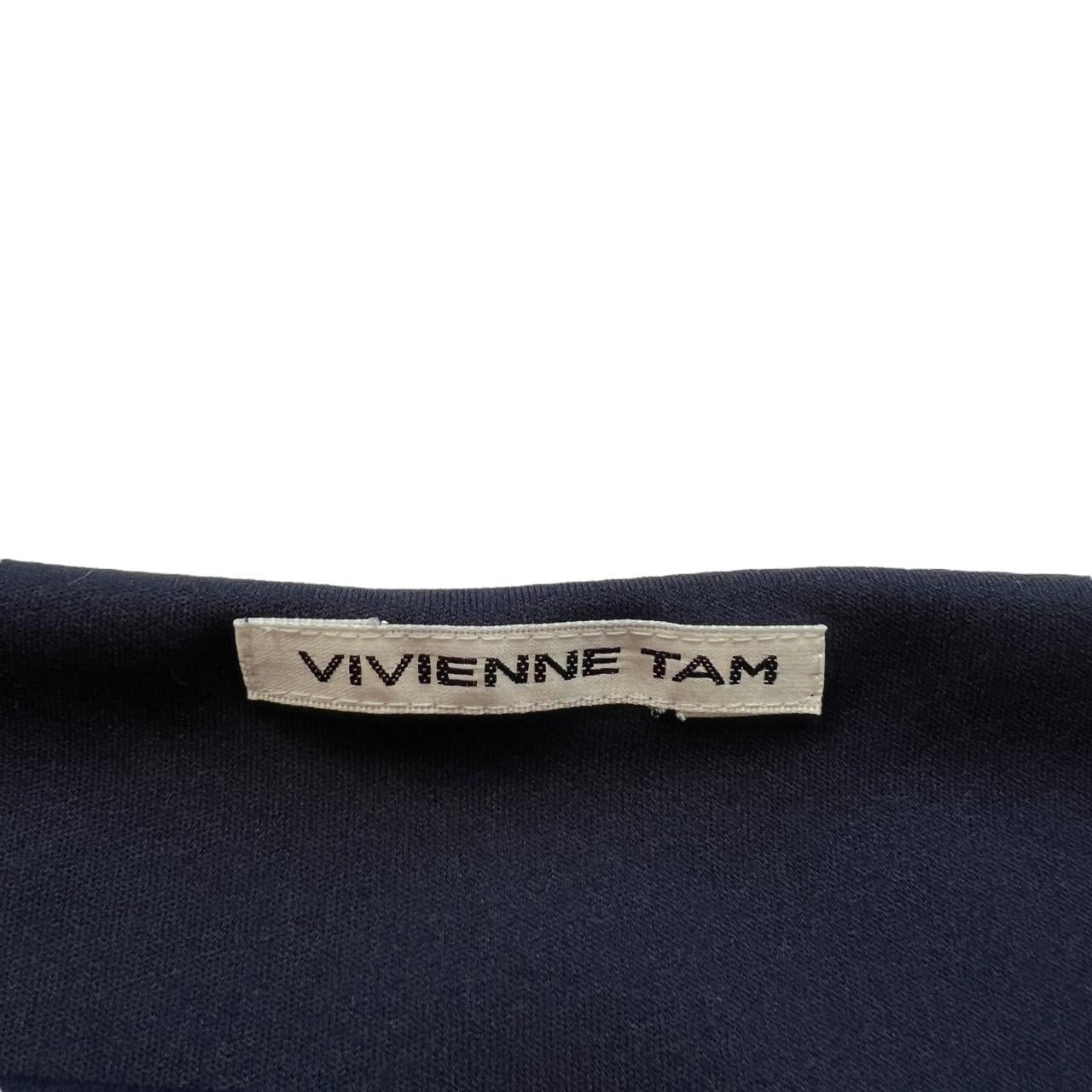 VIVIENNE TAM Navy Blue Mesh Cut and Sew Midi Skirt