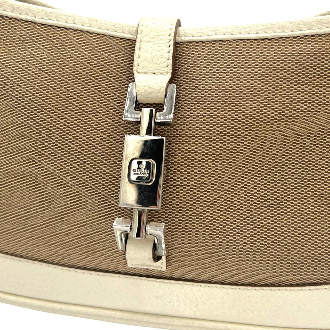 Gucci Mini Jackie Shoulder Bag Tan Canvas Leather