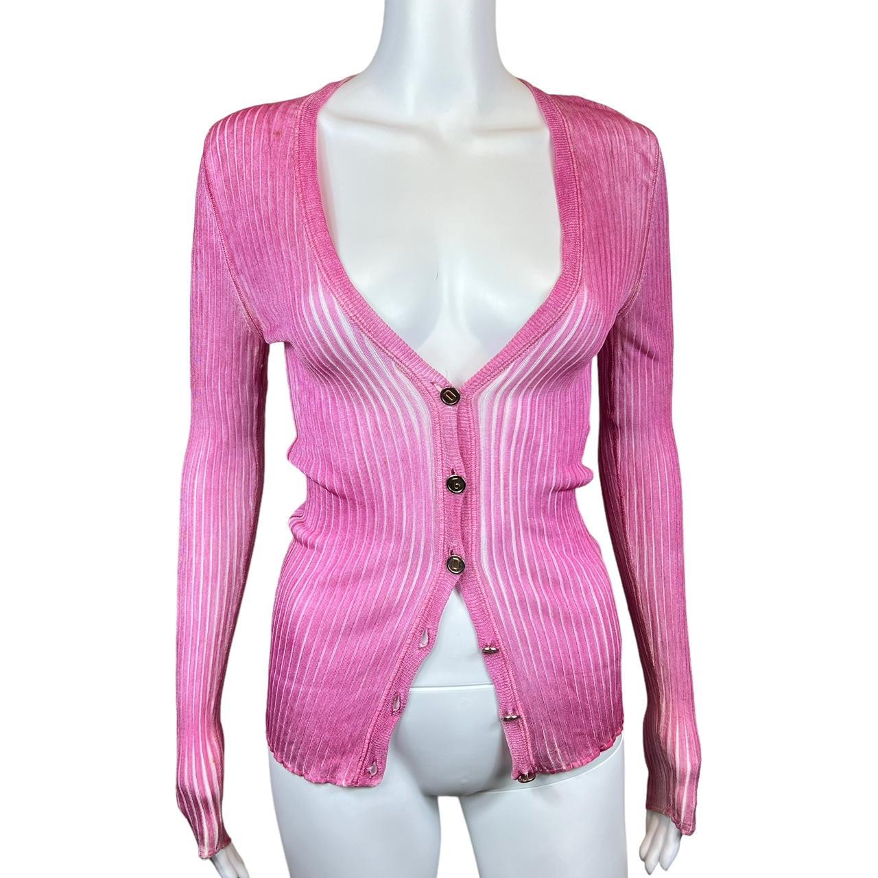 Dolce & Gabbana Pink Semi Sheer Stretch Cardigan Top - Outfit Repeater
