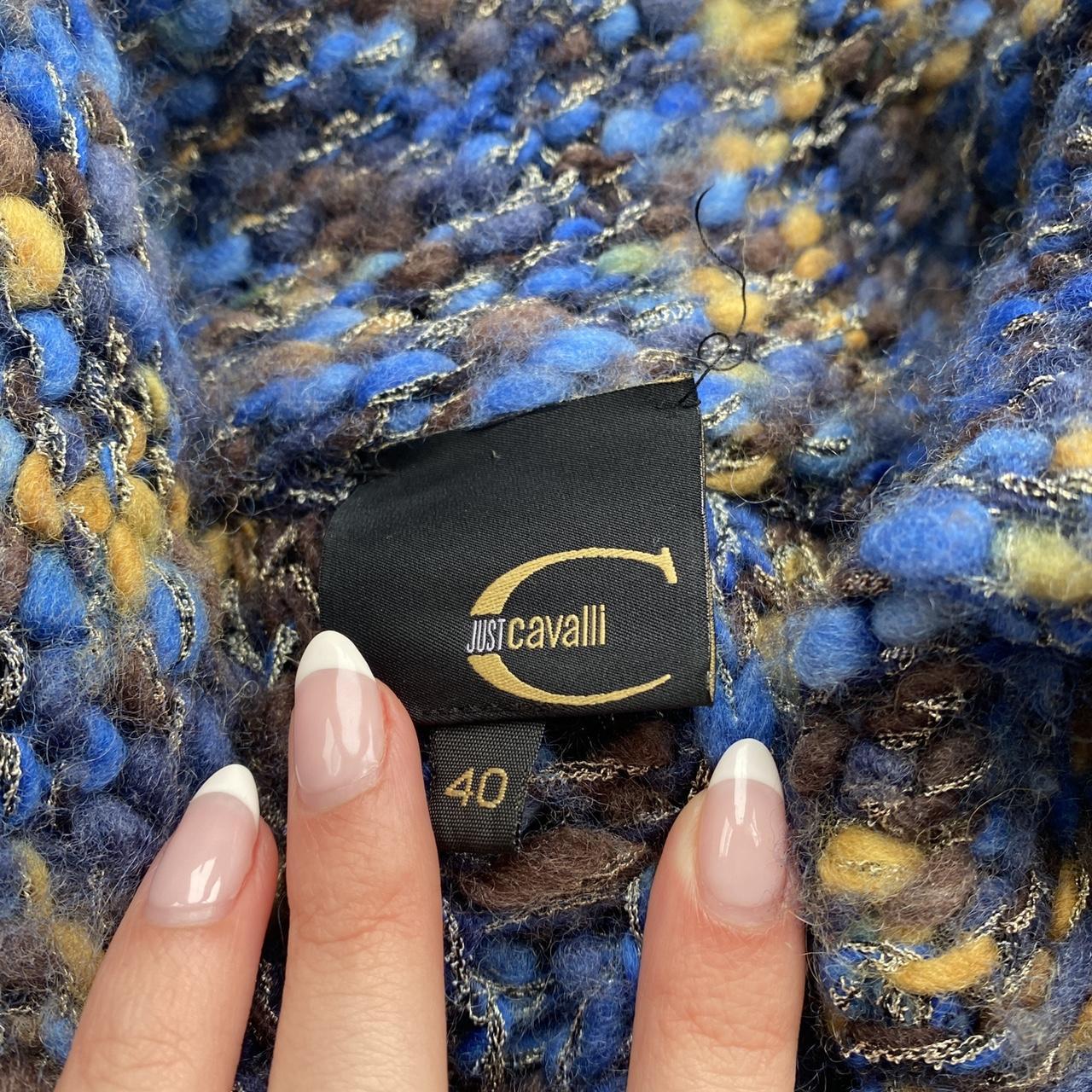 Just Cavalli by Roberto Cavalli Multicolored Knit Cardigan with Large Pom-Poms and Leather Tie Closure - Outfit Repeater