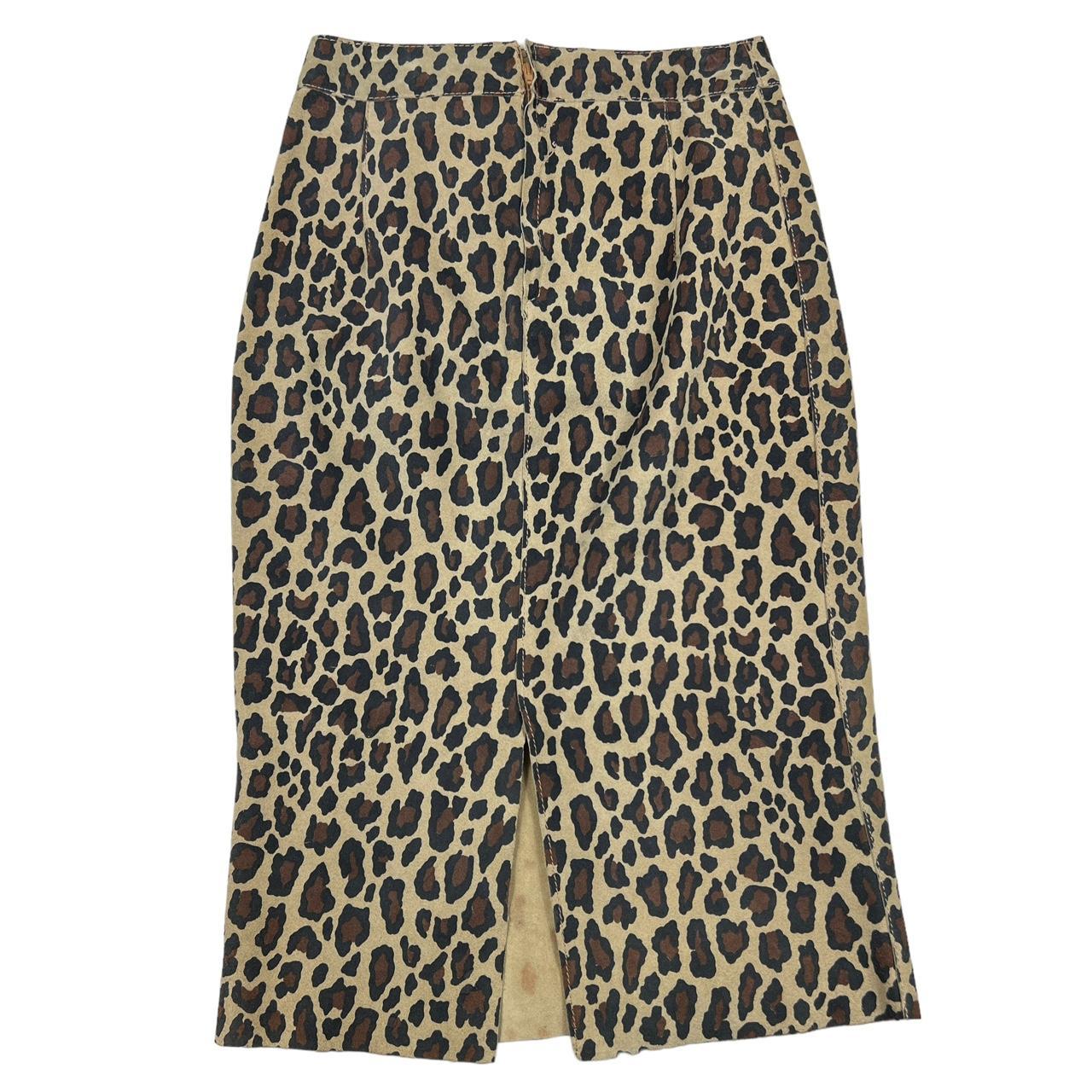 Dolce & Gabbana Leopard Print Suede Leather Midi Skirt