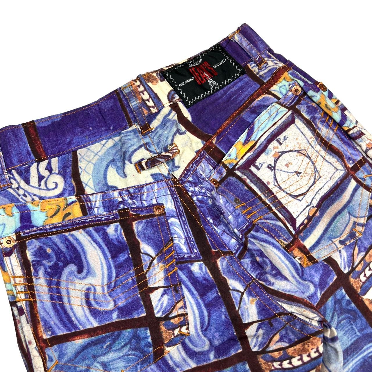 JPG Gaultier Jeans by Jean-Paul Gaultier Purple Spanish Tile Inspired Printed Pants