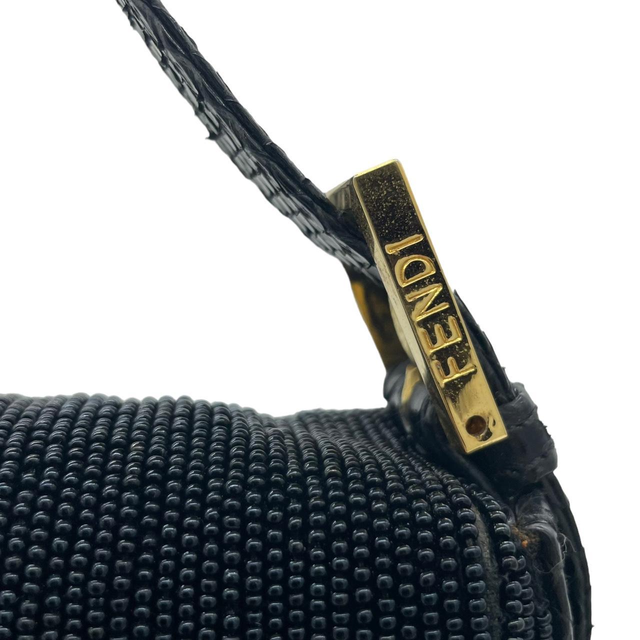 Fendi Black Python & Beaded Baguette Shoulder Bag