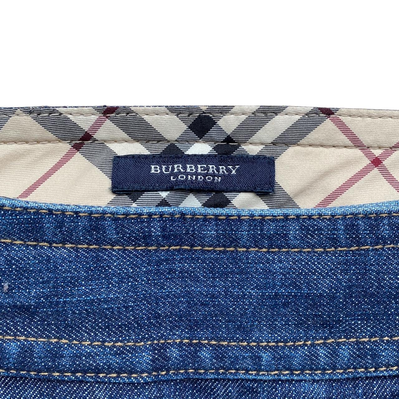 Burberry London Denim Mid-Length Skirt with Nova Check Trim