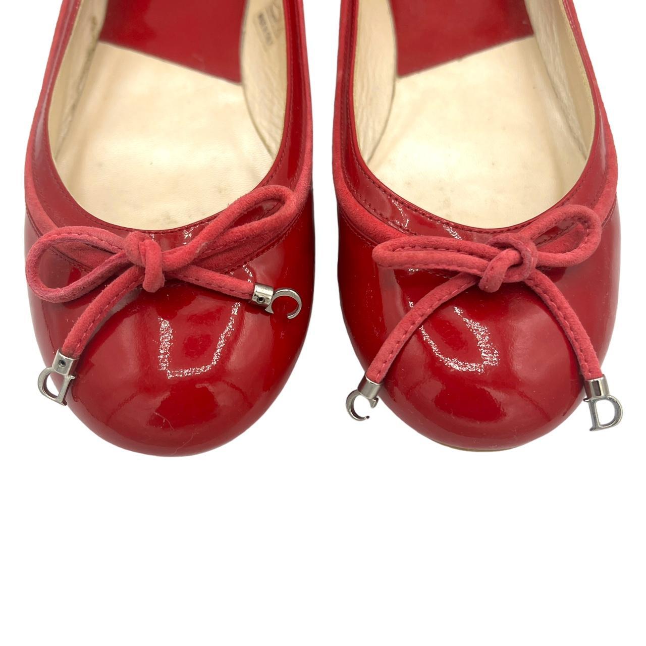 Christian Dior Red Patent Leather Ballet Flats Size 37