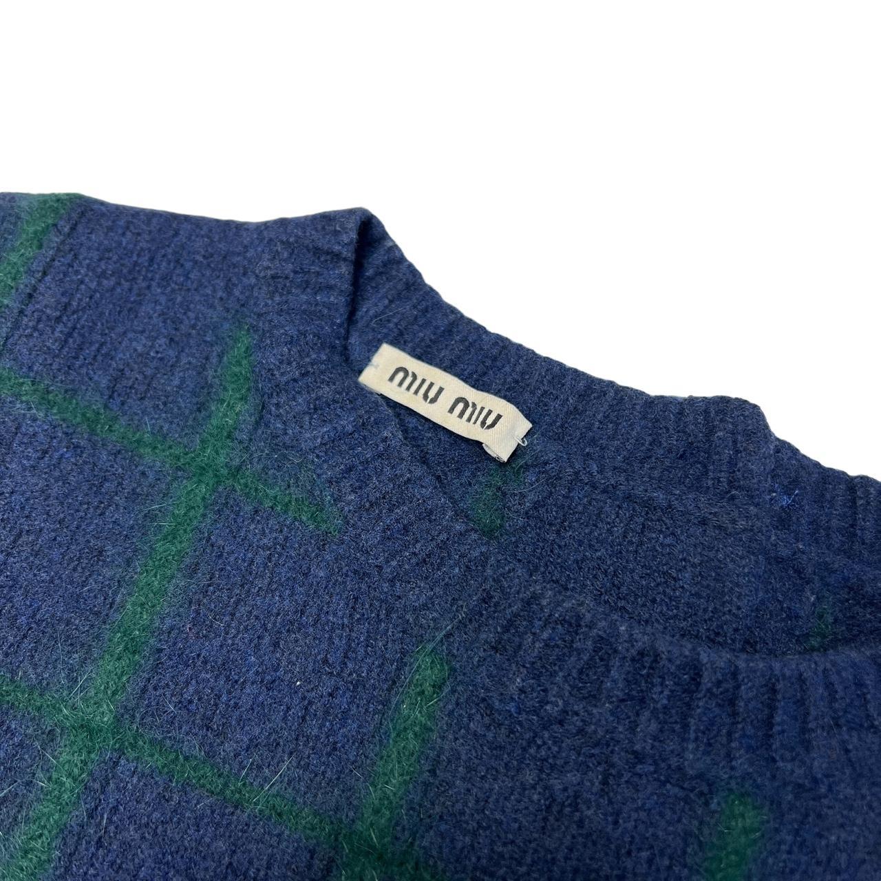 Miu Miu AW 2013 Navy and Green Checkered Boxy Sweater - Outfit Repeater