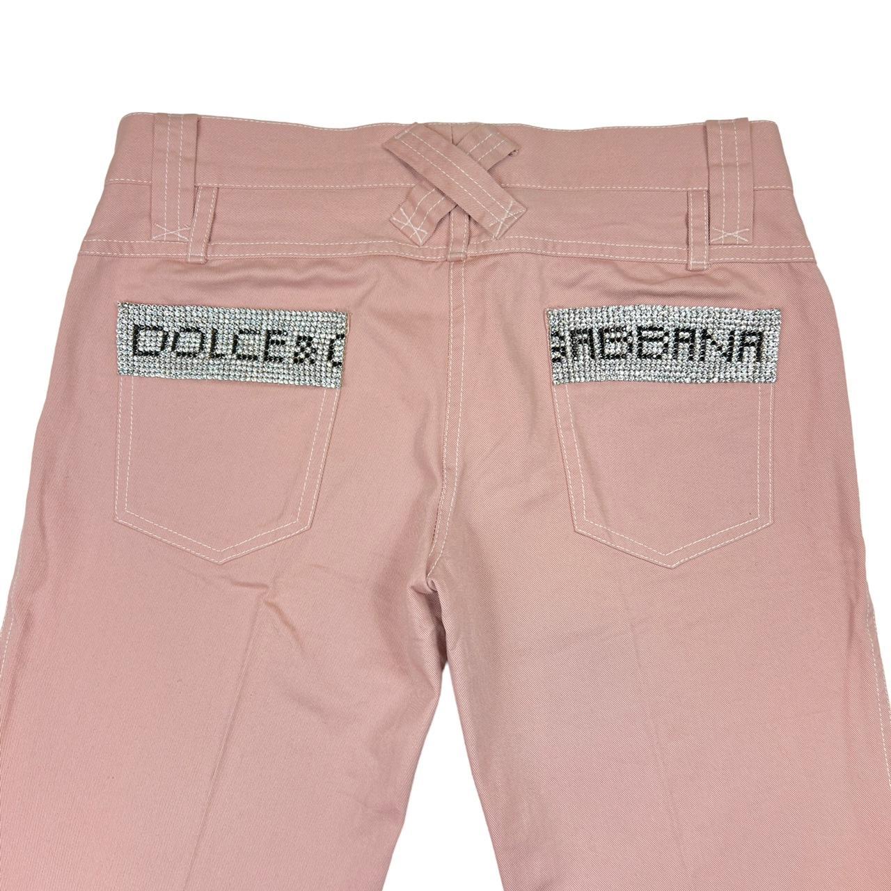 Dolce & Gabbana Pink Low Rise Pants with Crystal Embellished Logo Pockets - Outfit Repeater